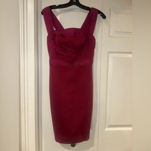 Robert Rodriguez Dark Pink Ponte Knit Empire Body Con Sheath Dress